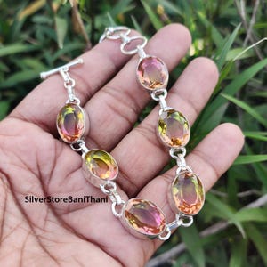 Multi Tourmaline Bracelet Tourmaline Gemstone 925 Sterling Silver Bracelet Tourmaline Handmade Bracelet Jewelry, Birthstone Bracelet