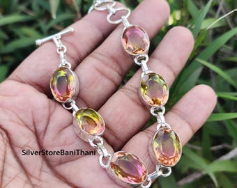 Multi Tourmaline Bracelet: Handmade 925 Sterling Silver Gemstone Jewelry