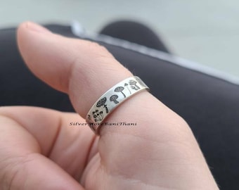 Mushroom Ring, 925 Sterling Silver Ring ,Promise Ring, Meditation Ring ,Handmade Ring ,Anxiety Ring, Wedding Ring, Gift For Engagement