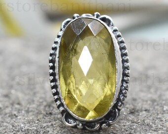 Citrine 925 Sterling Silver Band Ring: Handmade Gemstone Jewelry