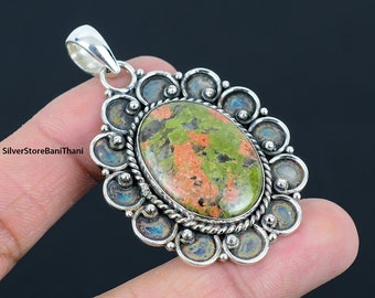 Natural Nuummite 925 Sterling Silver Pendant: Handmade Boho Necklace