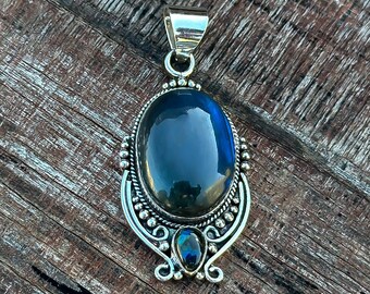 Ciondolo Vintage Con Pietra Preziosa Labradorite Blu - Foto 4