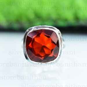 Handmade Garnet Ring: 925 Sterling Silver Band Ring