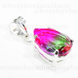 Natural Watermelon Tourmaline Pendant, 925 Sterling Silver Pendant, Stone Pendant, Genuine Stone, Bohemian Pendant, Handmade Pendant