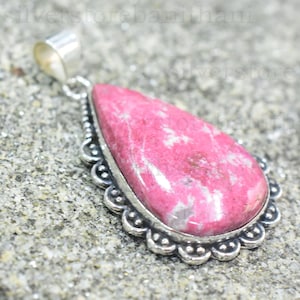 Natural High Quality Pink Thulite Pendant, 925 Sterling Silver Pendant, Stone Pendant, Genuine Stone, Bohemian Pretty Pendant, ,Gift Pendant