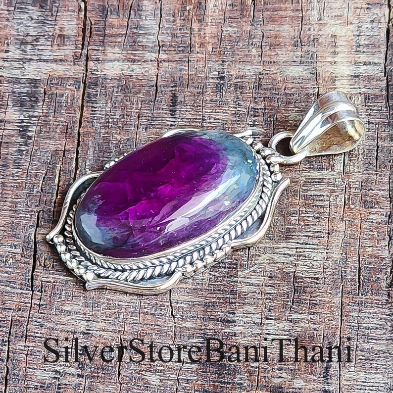Handmade Ruby in Zoisite Pendant: 925 Sterling Silver Boho Jewelry image 3
