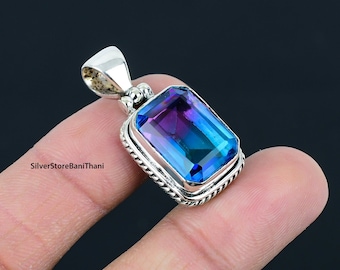 Handmade Sterling Silver Multi Tourmaline Pendant: Boho Gemstone Necklace