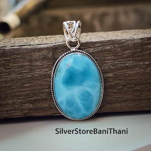 Larimar Silver Pendant 925 Sterling Silver Larimar Gemstone Pendant Silver Jewelry Designer Larimar Pendant Gift For Her Christmas Gifts