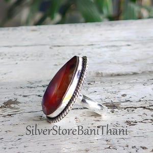 Anillo de ammolita hecho a mano: joyería de piedras preciosas de plata de ley 925