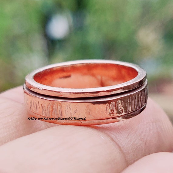 Buy Copper Spinner Ring 925 Sterling Silver Ring Hammered Ring Adjustable Ring Thick Band Ring dainty Ring Meditation Ring Jewelry Gift Online in India Etsy