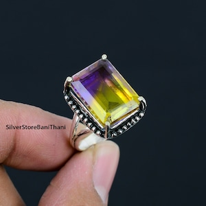 Ametrine Ring 925 Sterling Silver Handmade Ring Statement Ring Ametrine Gemstone Ring February Birthstone Mother's Day Gift for Love