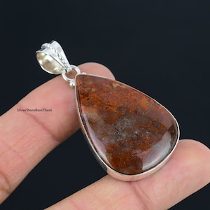 Natural Crazy Lace Agate Pendant 925 Sterling Silver Statement Pendamt Handmade Gemstone Pendant Mother&#39;s Day Boho Pendant Gift for Love