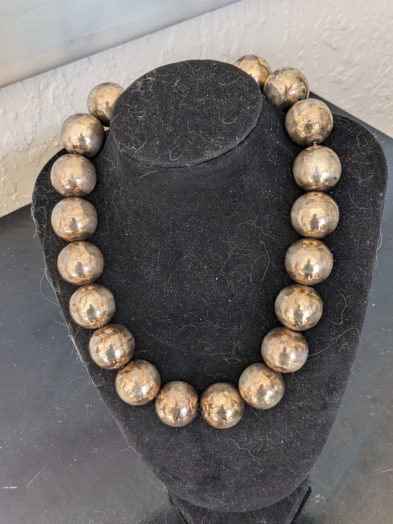 Vintage Big Beads Sterling Necklace