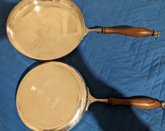 Italy Silver Wood Handled Cooking pans