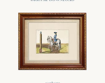 Vintage French Horse & Rider Illustration | Neutral Gallery Wall Art (Digital Download)