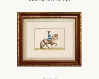 Vintage French Horse Rider Illustration Art Print | Neutral Decor (Digital Download)