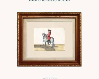 Vintage Horse & Rider Illustration | French Wall Art (Digital Download)