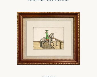 Vintage Horse and Rider Print | French Illustration (Digital Download)