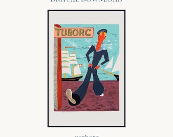 TUBORG SAILOR Denmark Vintage Travel Poster (Digital Download)