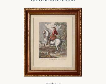 Gallop Left | Vintage Horse & Rider Illustration Wall Art | Gallery Wall Prints | INSTANT DIGITAL DOWNLOAD