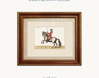 Vintage French Horse & Rider Illustration | Neutral Wall Art (Digital Download)