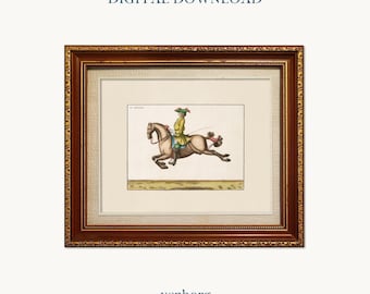 Vintage French Horse Rider Illustration | Neutral Gallery Wall Art (Digital Download)
