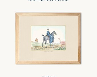 Vintage Horse Illustration Art Print | Equestrian Wall Decor (Digital Download)