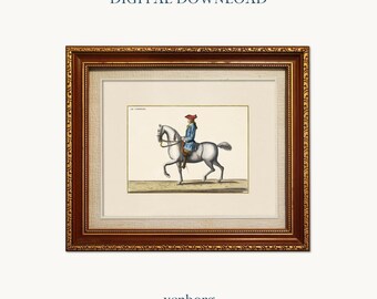 French Horse Rider Illustration Print | Vintage Equestrian Art (Digital Download)