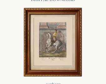 Vintage Horse Rider Illustration Art Print | Equestrian Wall Decor (Digital Download)