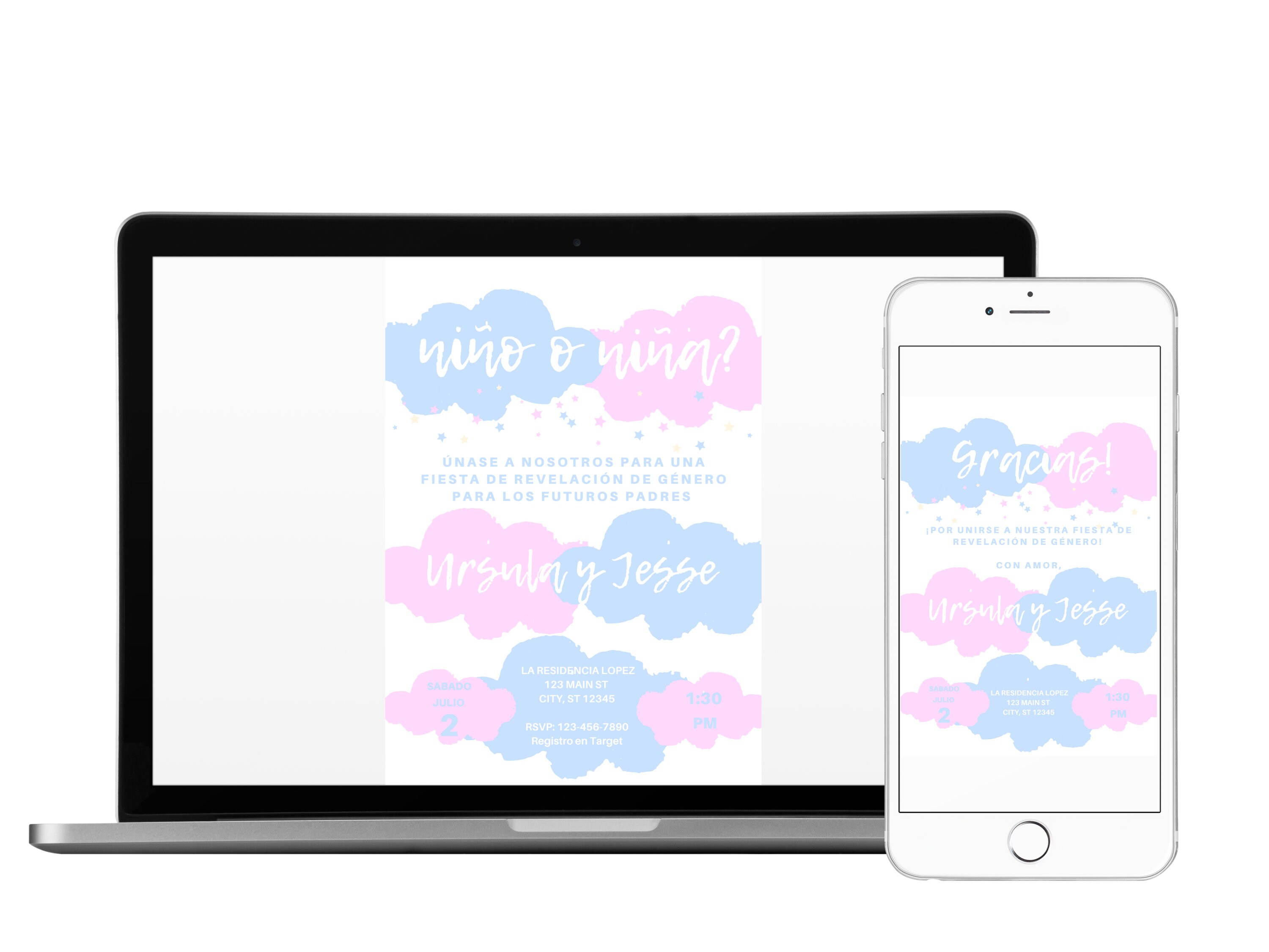 Spanish Gender Reveal Invitation, Invitacion De Revelacion De Genero ...