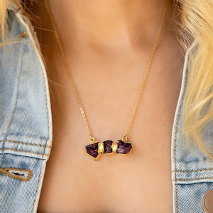 Amethyst necklace pendant 18k gold chain, crystal jewelry, healing stone, gift for her, chakra jewelry, gemstone pendent, boho style jewelry