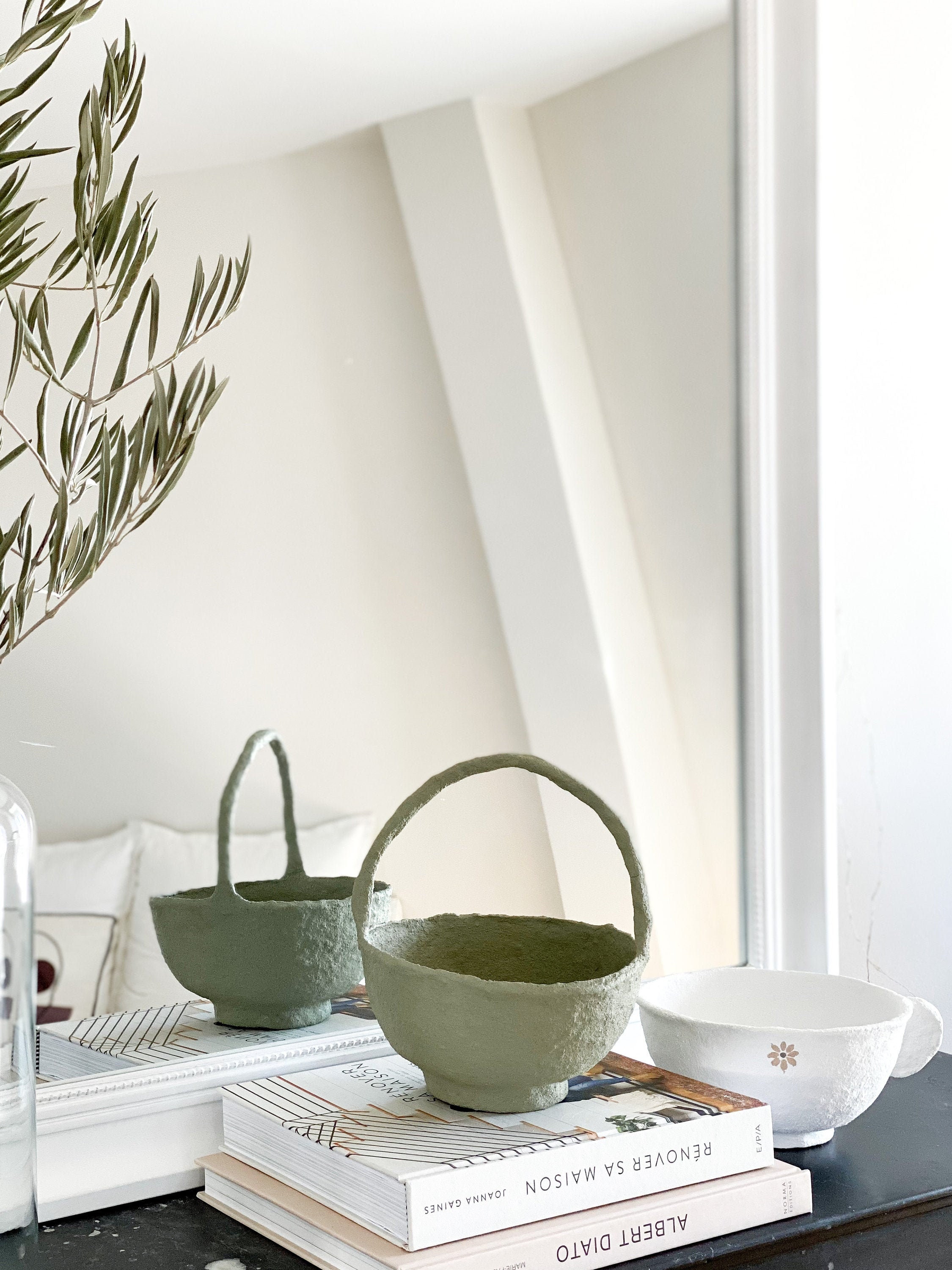 Panier/Objet Décoratif en Papier Mâché