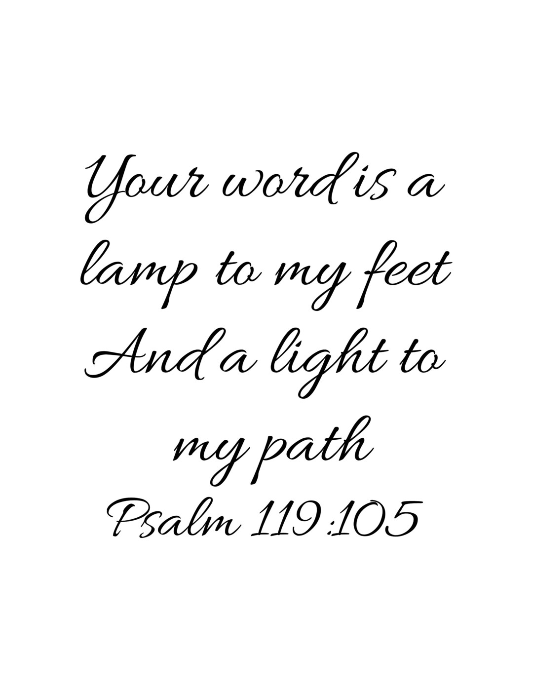 Psalm 119:105 - Your Word is a Lamp to My Feet - Calligraphy Wall Art ...