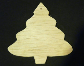 Unfinished Wooden Christmas Tree Ornament - Craft - DIY- Size 3 3/4" x 3 3/4"  x 1/8" - Gift
