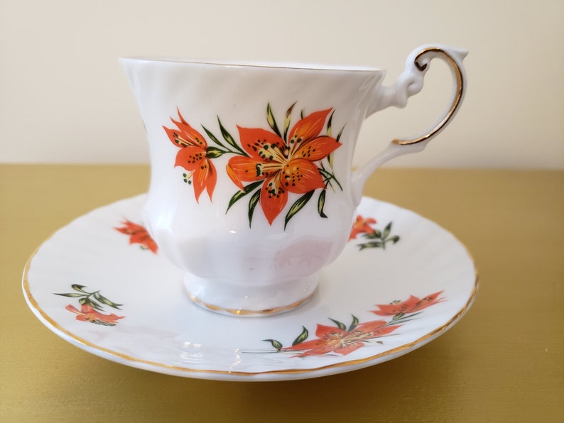 NEW Tiger Lily Queen's Fine Bone China Tea Cup and Saucer. Etsy