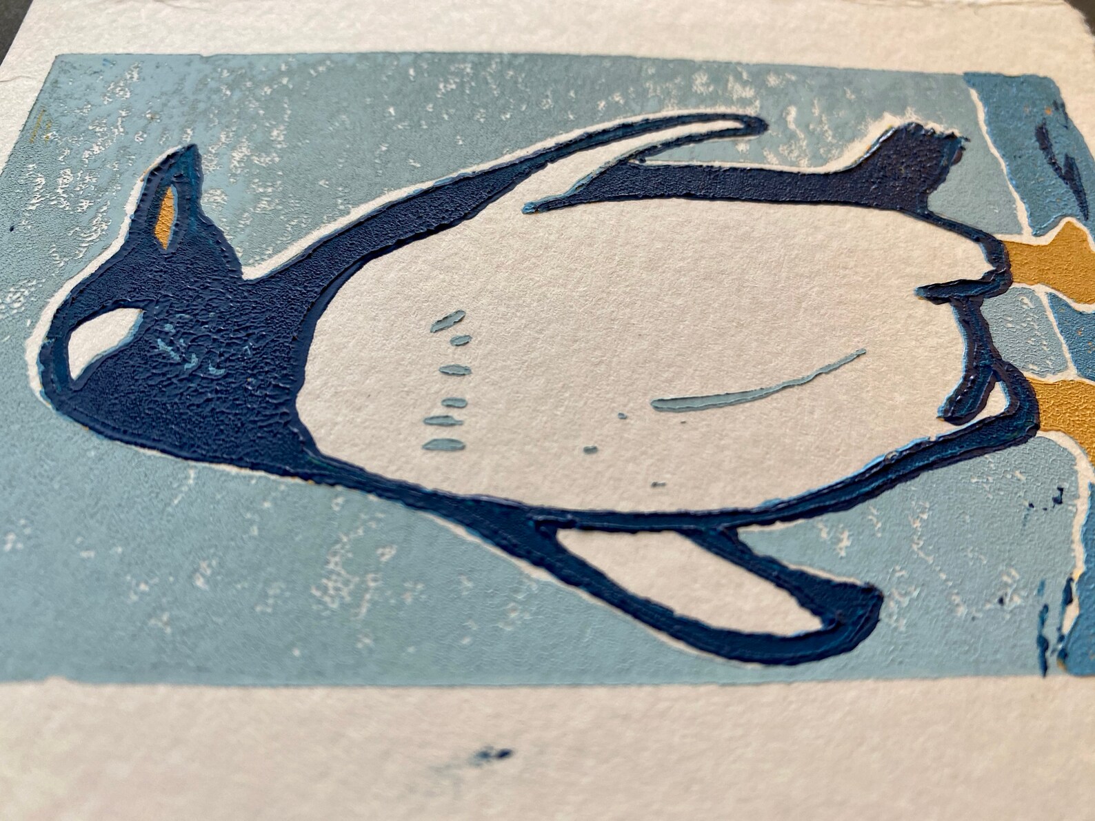 Gentoo Penguin Fine Art Linocut Print Etsy