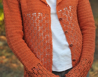 Gilet crochet dentelle fait main