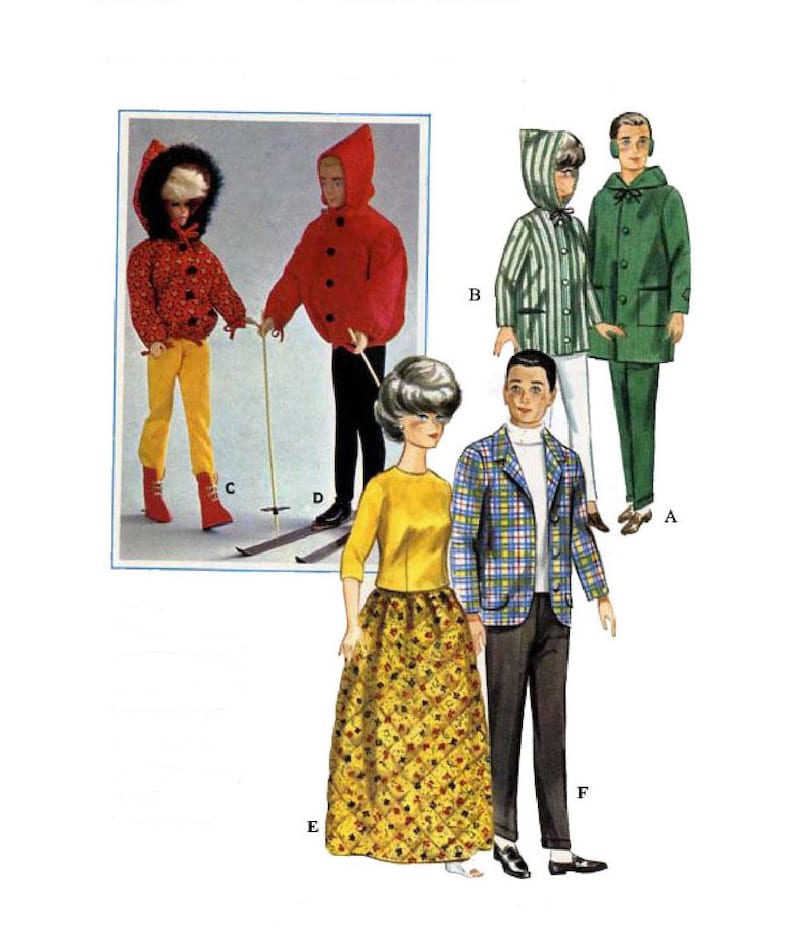 PDF Barbie Dolls 11-12 and Ken Dolls 12 Vintage Sewing Pattern