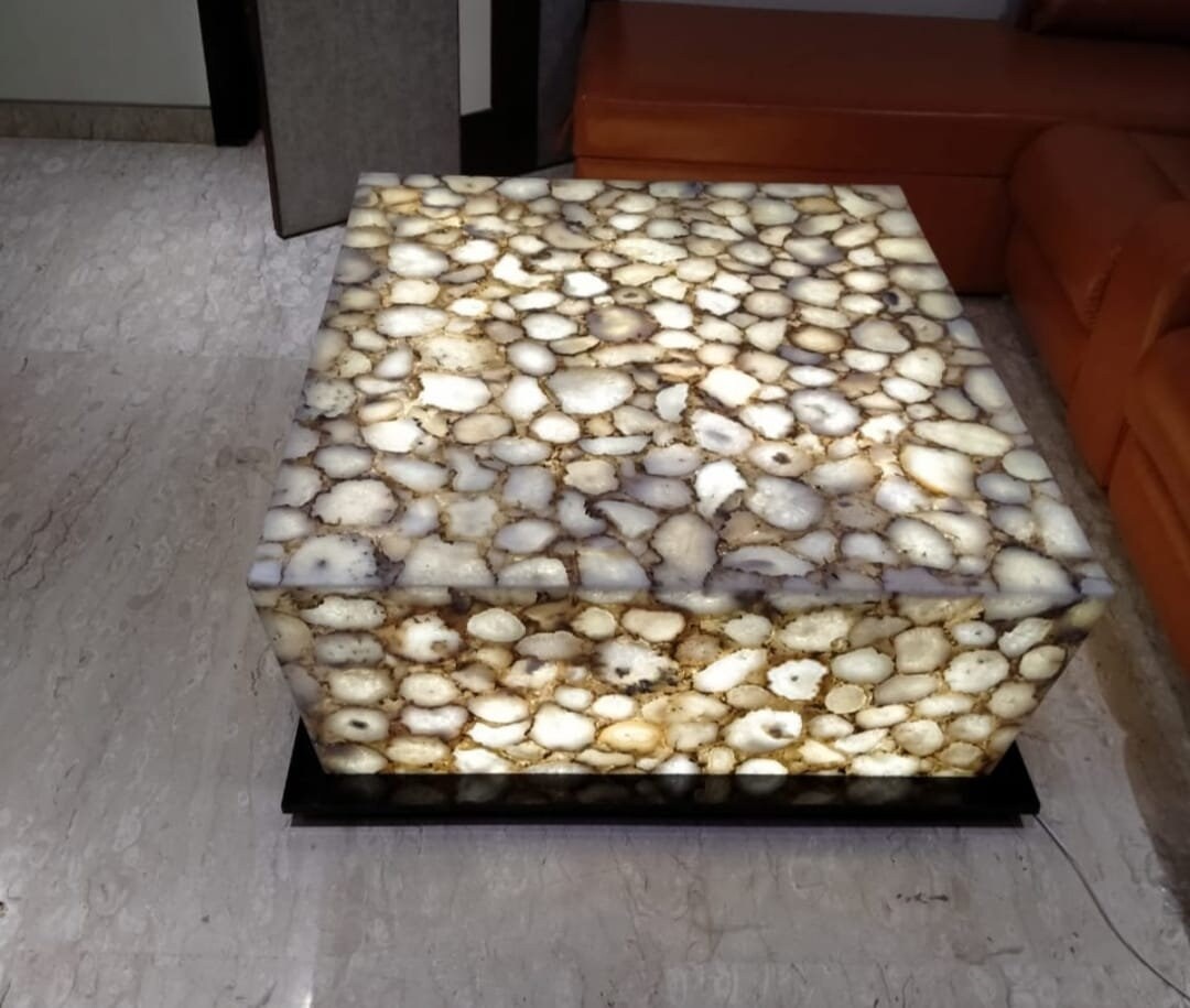 White Agate Coffee TableQuartz Table TopTranlucent Agate Etsy