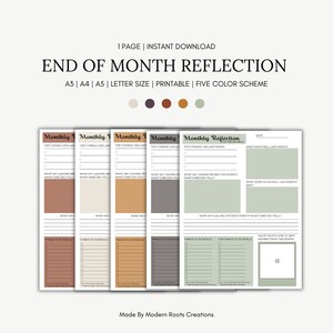 PDF Monthly Reflection Printable: End of Month Review (Digital Download)