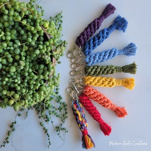 Macrame Chakra Keychain | Rainbow Key Fob | Bag Charm | Makeup Accessory | Backpack Decor | Reiki Charged