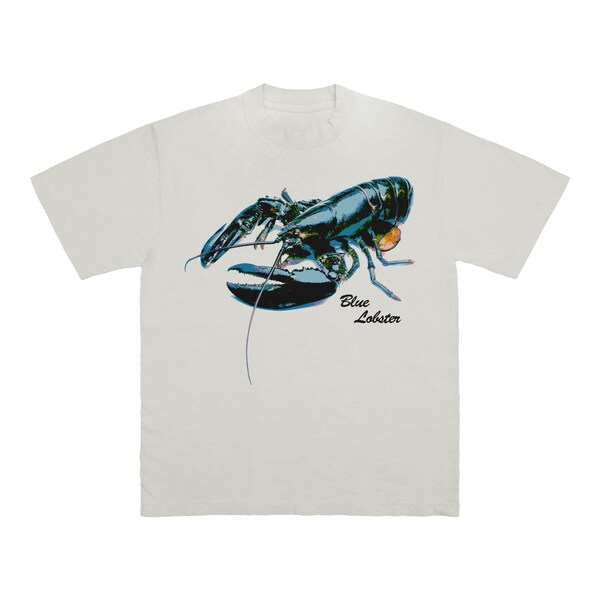 Arctic Blue Striped Beaded Lobster Graphic Tee