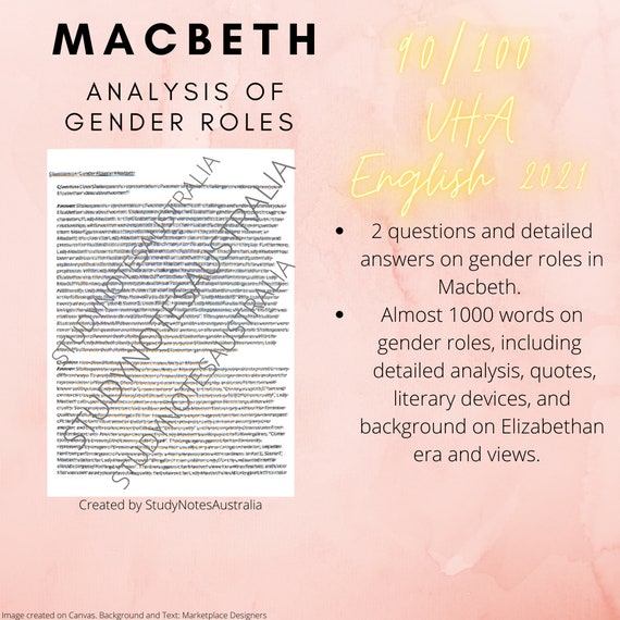 ANALYSIS on Gender Roles in 'macbeth' Etsy