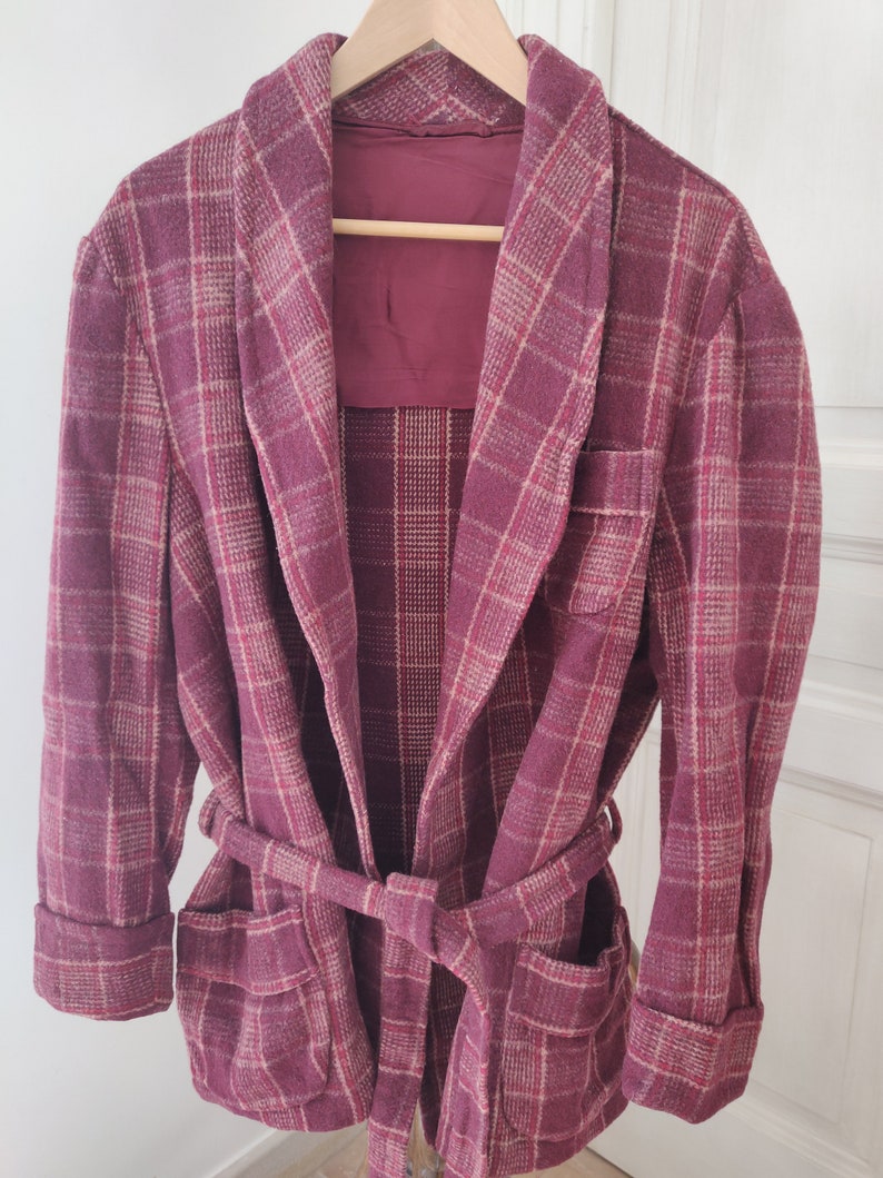 Vintage Dressing Gown, Wool Dressing Gown Men, Wool Vintage Chamber