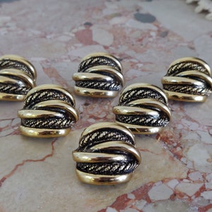 Vintage Golden Buttons, Jewel Buttons, Set of 6 Buttons, 1980s