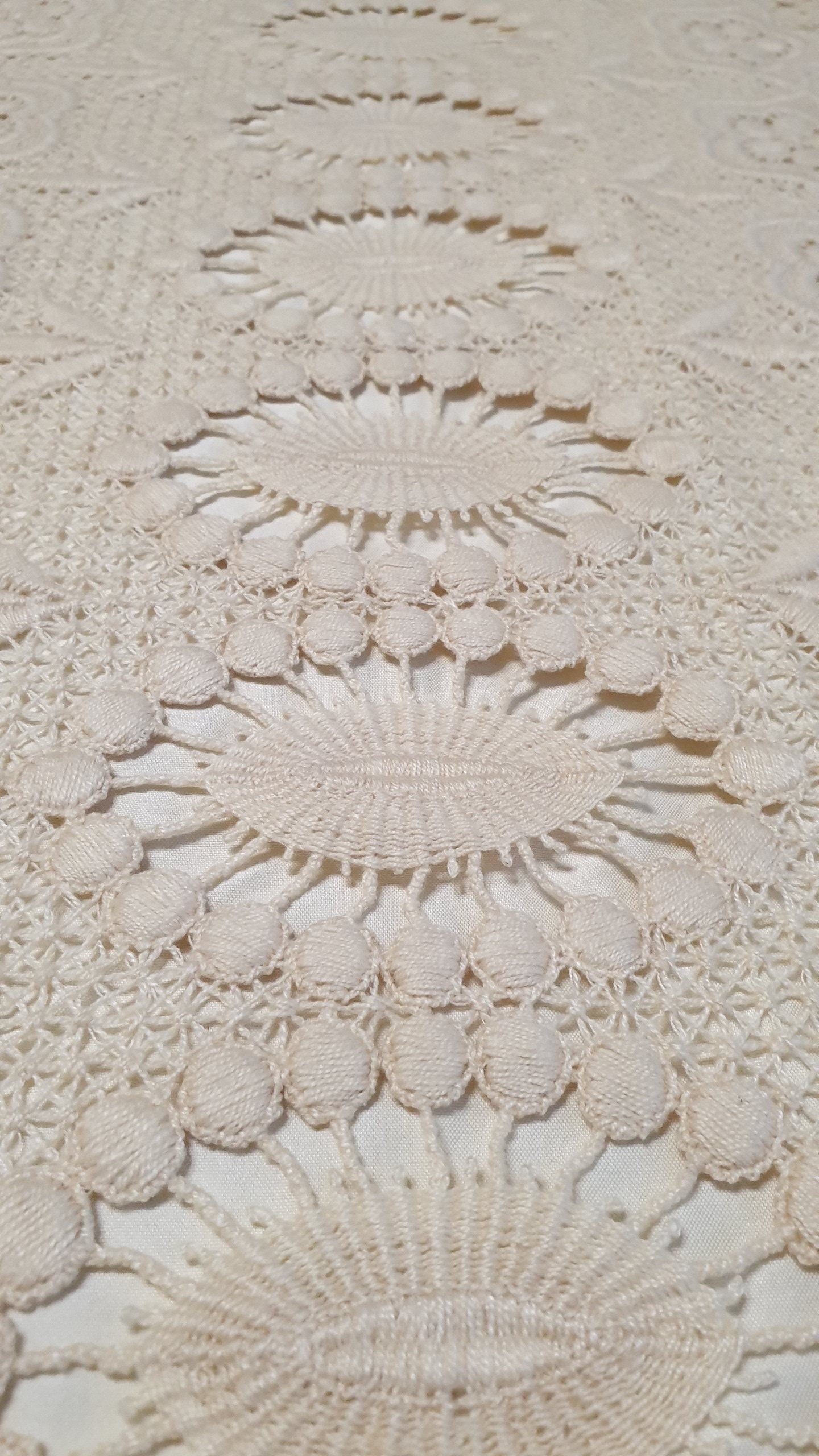 Macrame Bedspread, Cotton Bedspread, Spring Bedspread, Vintage Blanket, White Bedspread