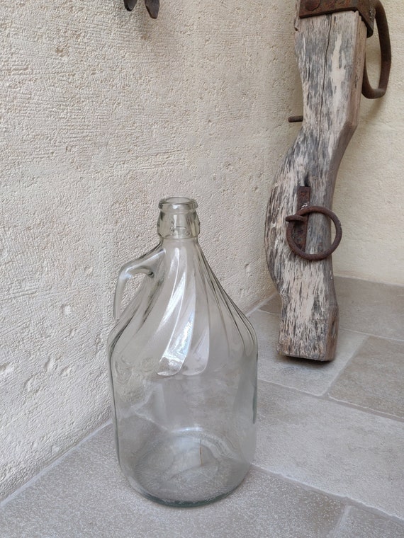 Damigiana 5 Litri Vintage, Bottiglia vetro trasparente con manico