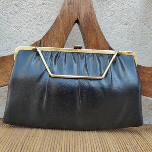 Pochette Vintage, Pochette nera, Borsa Vintage Nera, Pochette in Vera Pelle, Pochette da sera, Pochette elegante, Made in Italy &#39;60