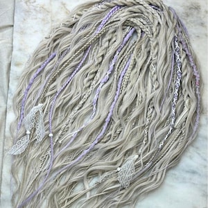 Ash Blonde DE loose wave locks dreadlocks, Curly synthetic dreads extensions set, Boho soft long loose ends dreads, Easy comb wavy dreads