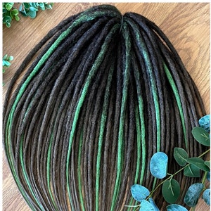 Green Viking dread extension, crochet synthetic dreadlocks, double ended dreads, Synthetic dreadlocks set, DE dreads SET, 23 Inches